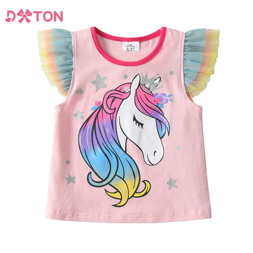DXTON Camiseta de manga globo en malla para niña verano ligera - imagen 2