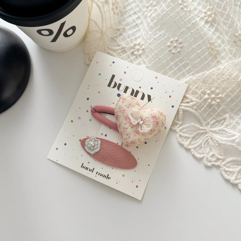 Horquilla con lazo de encaje Floral, horquilla con perlas de amor BB, flequillo dulce y bonito para niños, accesorios para el cabello para niñas y niños - imagen 3