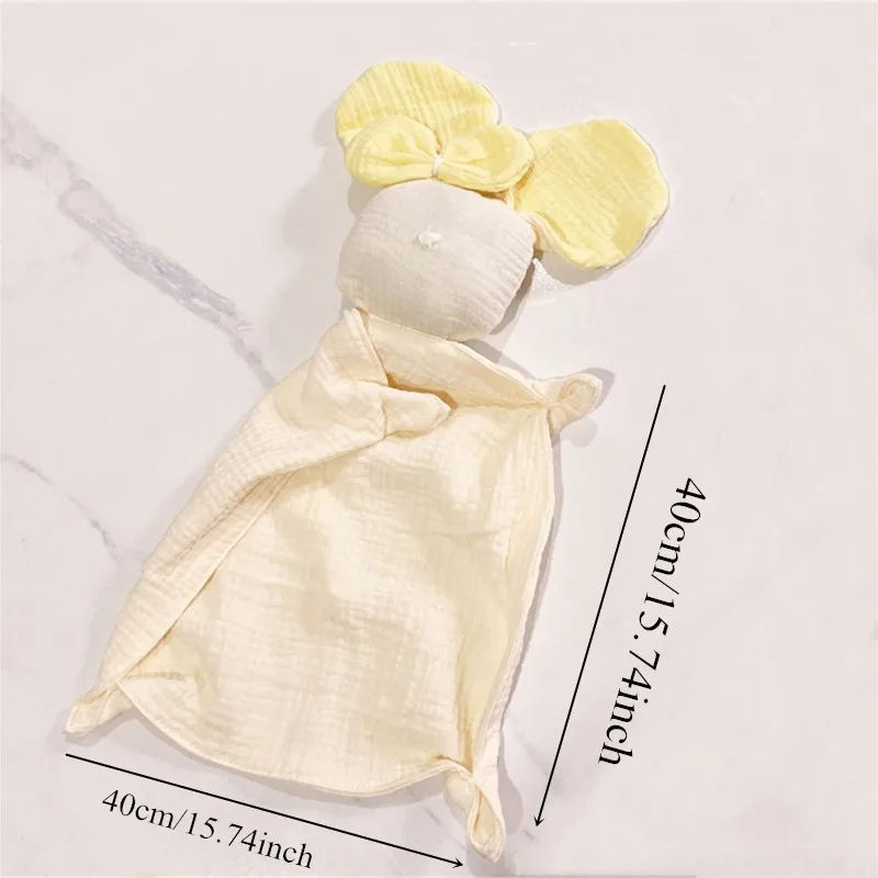 Toalla de muselina de algodón para bebé, bonito muñeco de ratón de peluche, toalla de apaciguar para dormir, manta para la cara, nuevo diseño - imagen 3