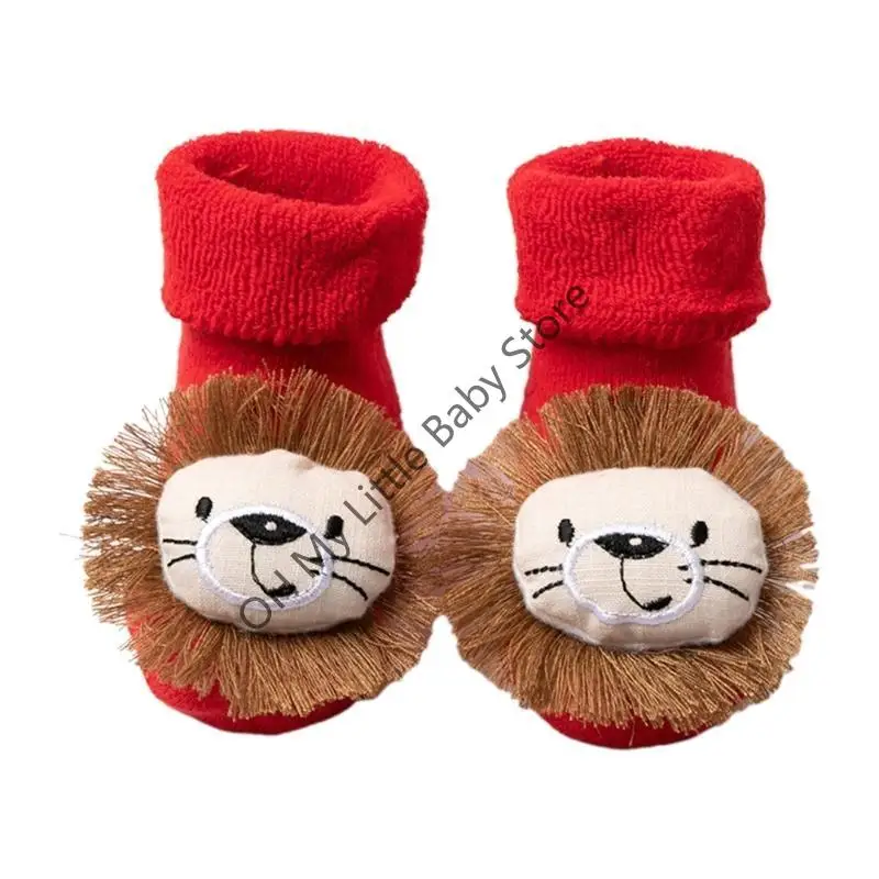 M76C Calcetines peludos para niños pequeños con empuñaduras, calcetines navideños antideslizantes para bebés, calcetines cálidos - imagen 3