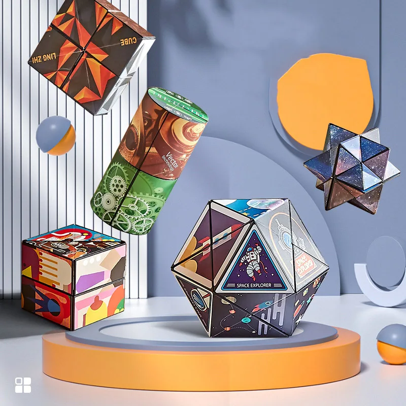Cubo magnético geométrico tridimensional infantil – Juguete antiestrés - imagen 2