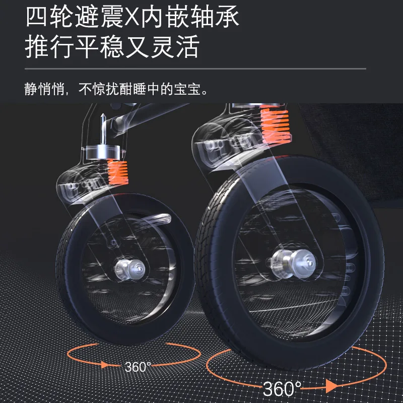 Cochecito de bebé ligero que puede sentarse o acostarse, multifuncional para niños, cochecito de bebé plegable de un clic bidireccional para caminar - imagen 3