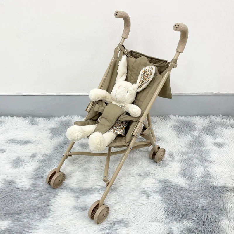 Cochecito de muñeca plegable – Metal resistente bordado suave niñas