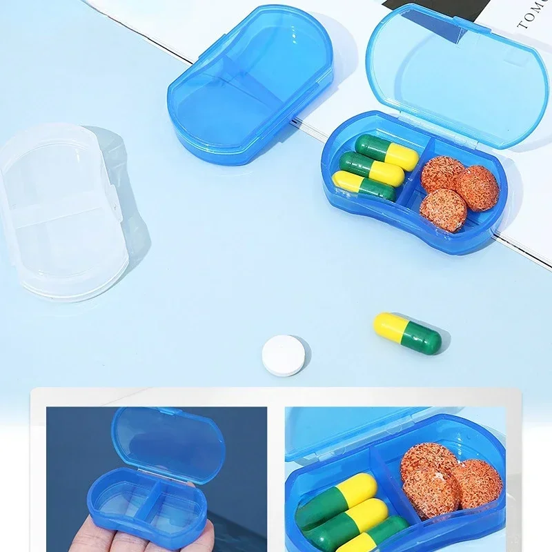 Mini pastillero organizador de pastillas, 2 rejillas, pastillero, dispensador, soporte para tableta de viaje, contenedor, caja de almacenamiento de medicamentos - imagen 5