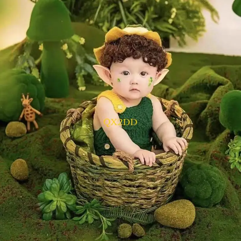 QX2D Accesorios para posar fotografías recién nacidos, gorro y pantalones dinosaurio, accesorios para estudio fotográfico - imagen 2