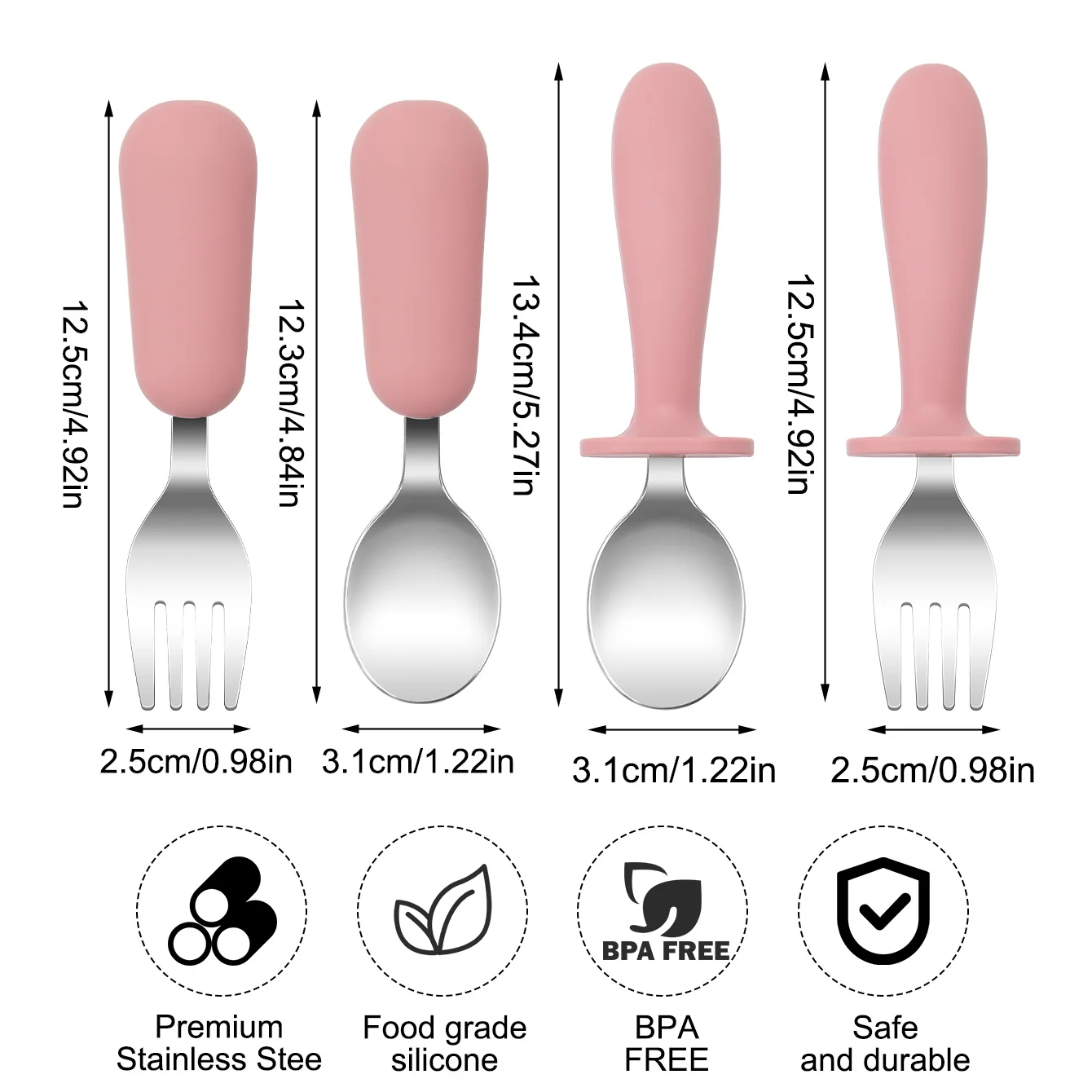Cubiertos de aprendizaje para bebé – Silicona antideslizante sin BPA - imagen 3
