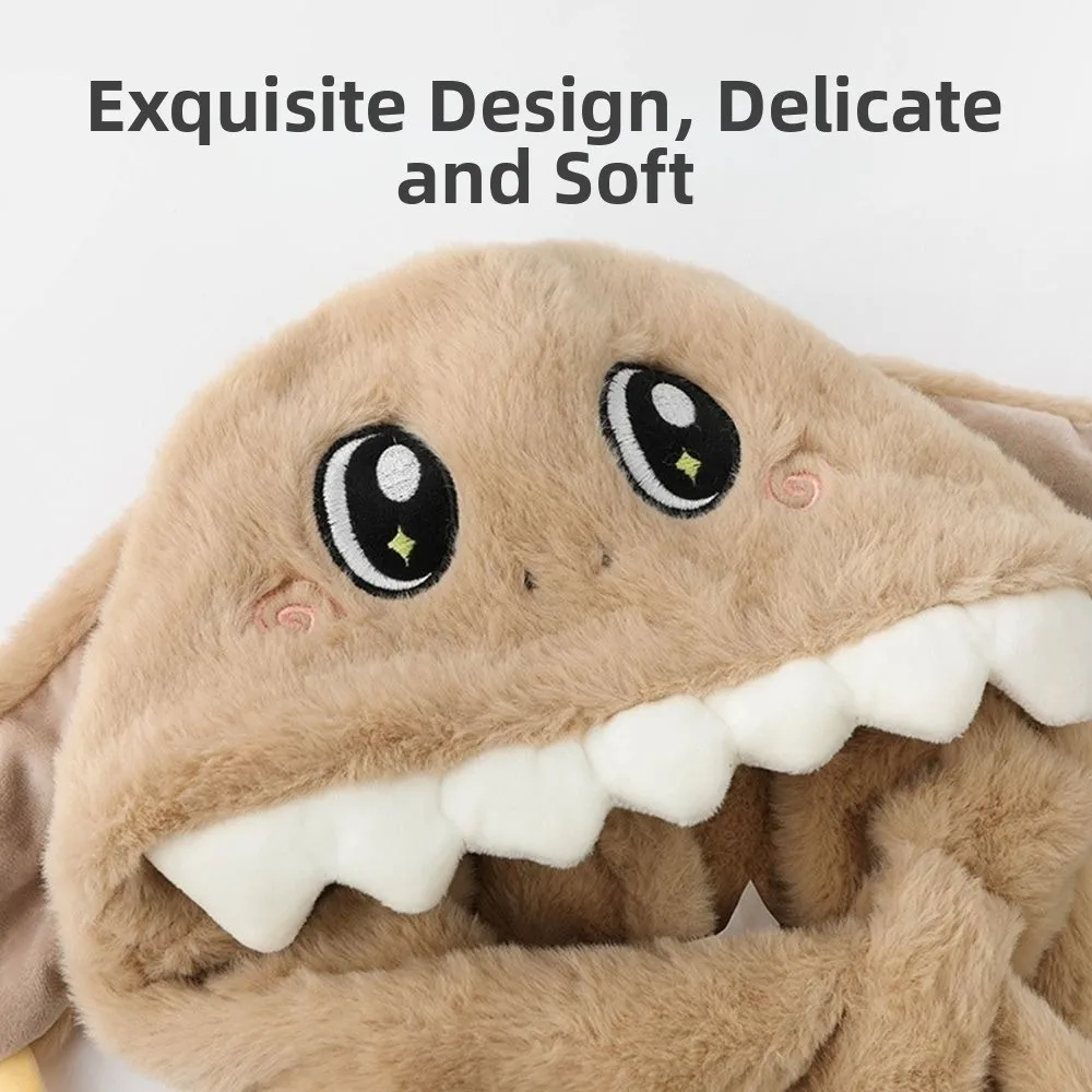 Gorro cálido a la moda con bufanda a prueba de viento, gorro protector de oreja cálido con dragón de dibujos animados, gorros de una sola pieza a prueba de frío, bufandas para Otoño e Invierno