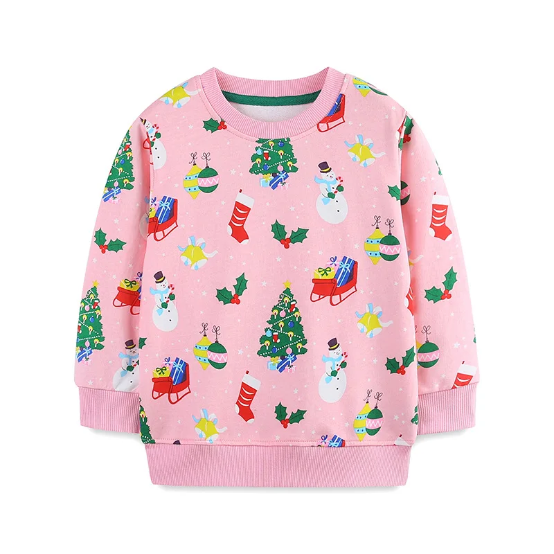 Sudadera con capucha para niña, jersey navideño de manga larga con cuello redondo para niño, ropa deportiva de moda de estilo europeo y americano para niño