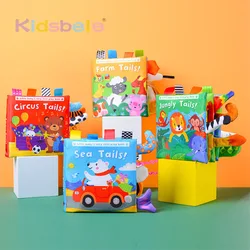 Juguetes blandos interactivos para bebés, juguetes sensoriales educativos de Aprendizaje Temprano para niños pequeños, libro de colas de animales de dibujos animados, regalos de vacaciones