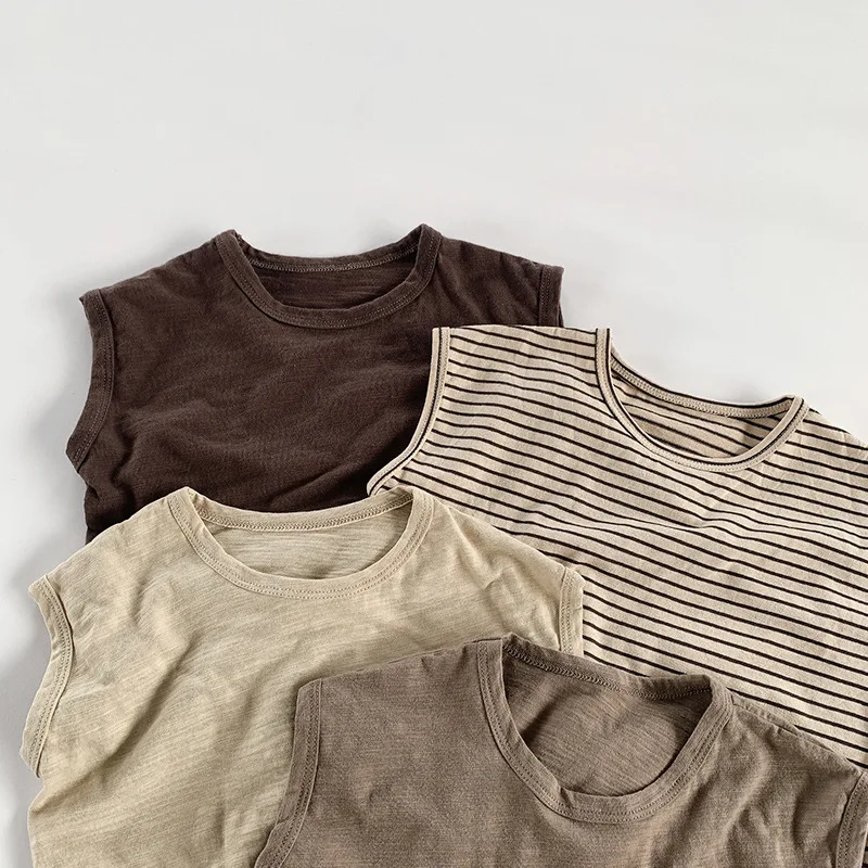 Camiseta sin mangas de algodón unisex estilo coreano, para verano - imagen 3