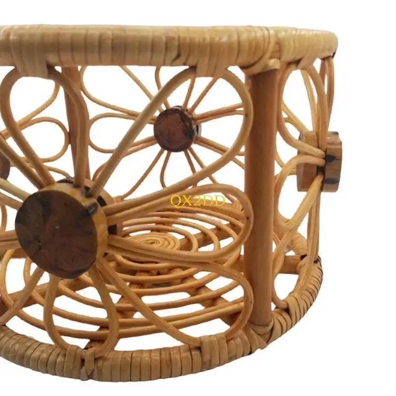 QX2D Accesorios fotografía para recién nacidos, cesta mimbre vintage hecha a mano, crea escenas cálidas y cómodas para - imagen 5