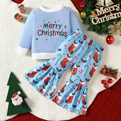 Conjunto niña de Navidad acolchado: top manga larga y pantalón
