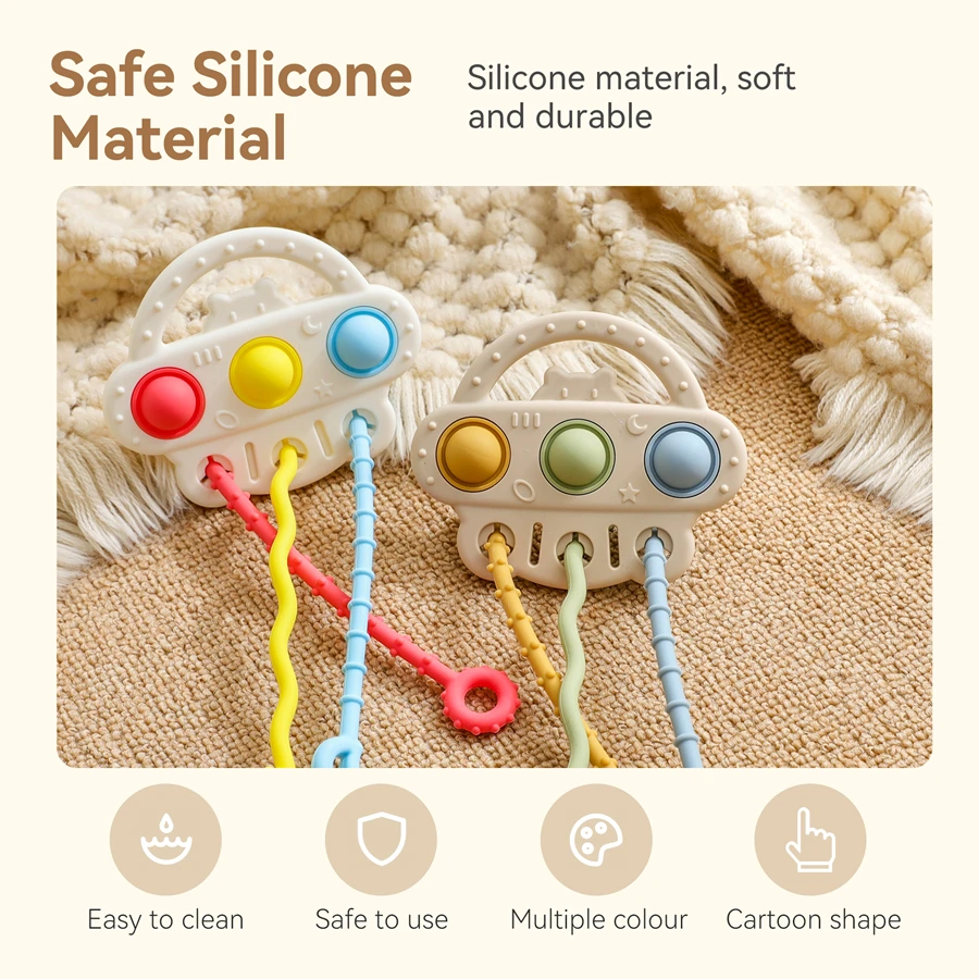 Mordedor de silicona sin BPA Montessori para dentición sensorial - imagen 5
