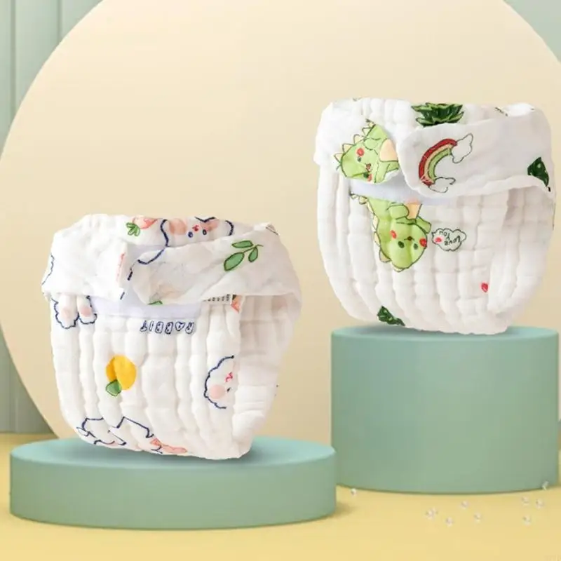 D7YD Juego 3 o 5 uds. pañales algodón para bebés, pañales diseño lavables suaves y absorbentes para bebés 0 a 12 - imagen 4