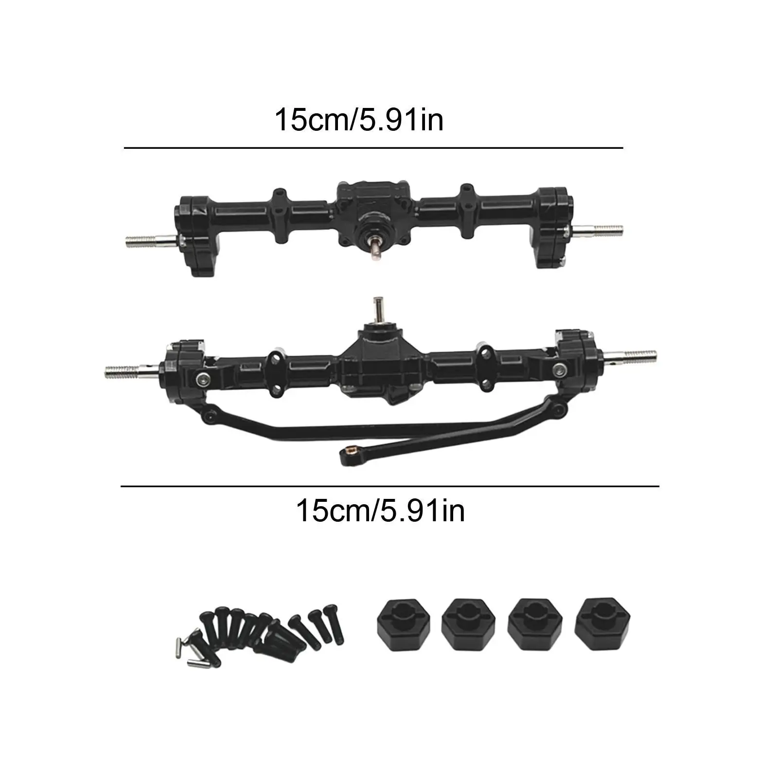 1:12 Scale Front and Rear Axle Set Practical Spare Parts Accessories Front Rear Axle for MN168 RC Vehicles DIY Modified Trucks