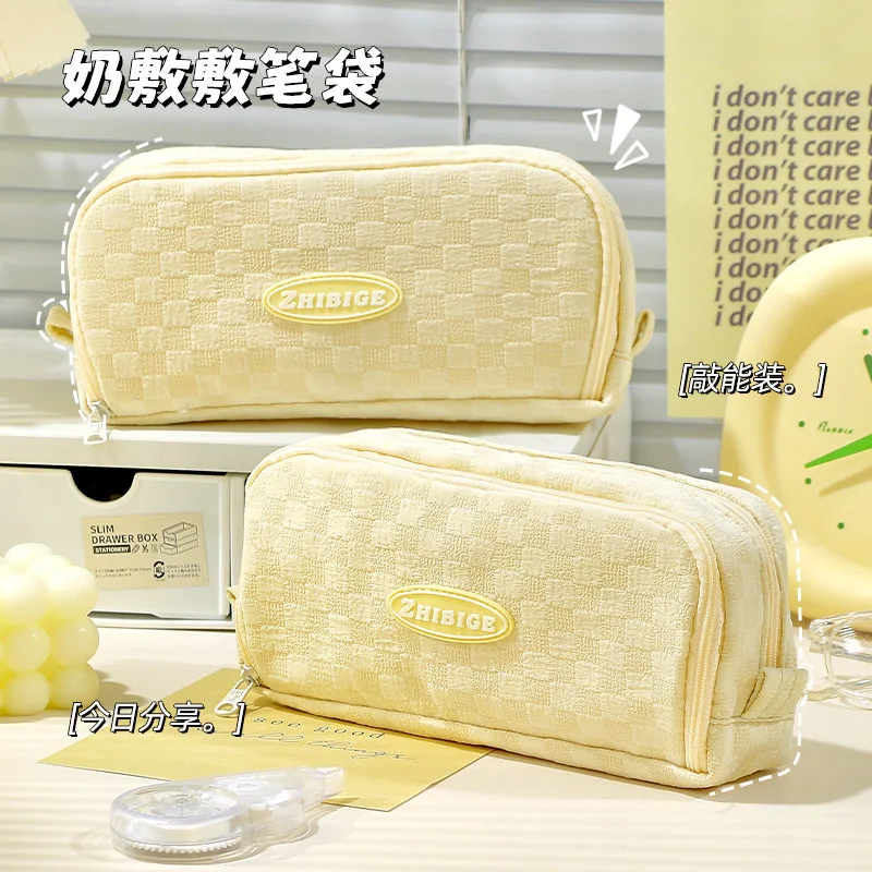 Bolsa de lápices Kawaii de gran capacidad, papelería coreana, diseño de almacenamiento clasificado de doble capa, bolsa de lápices para estudiantes rentable - imagen 2