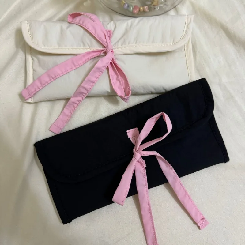 Bolsa de lápices para niña, bolsa de almacenamiento de gran capacidad con lazo, bonita bolsa de lápices dulce para volver a la escuela