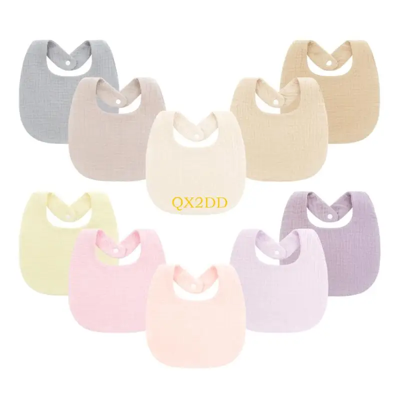 QX2D Babero lactancia para niños pequeños Delantal babero Babero alimentación Toalla saliva transpirable - imagen 5