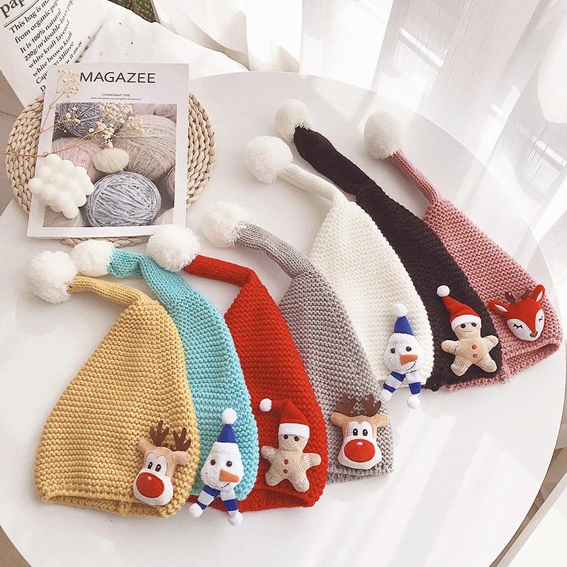 Gorro de Navidad bebé punto con dibujos alegres para niño y niña 1-4 años