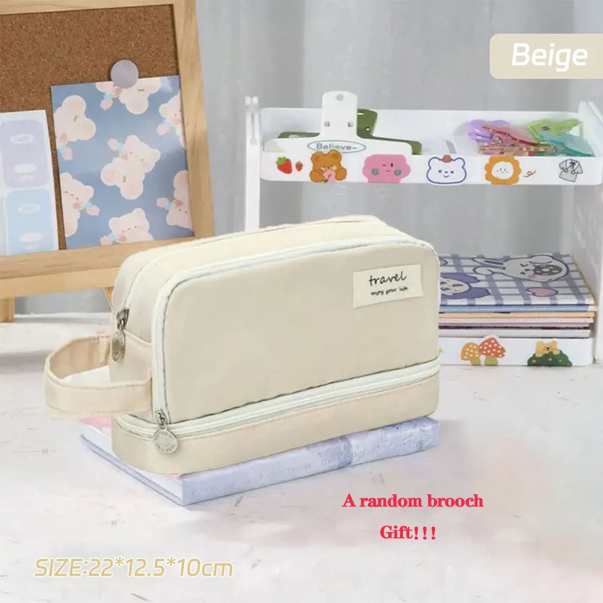 Beige-a brooch