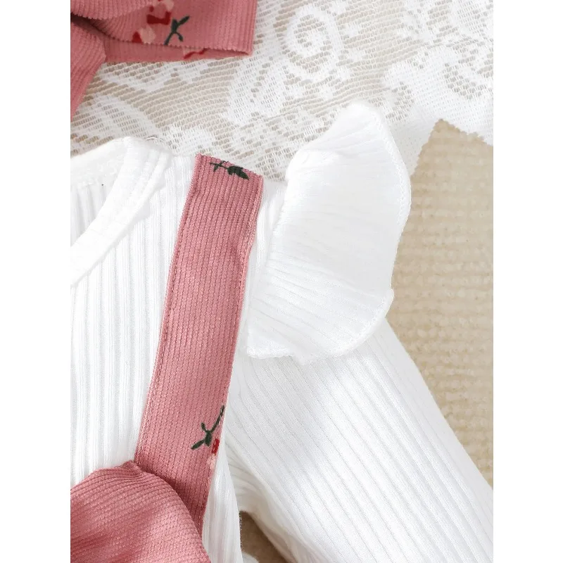 2 unid/set vestido de niña para niños franjas de diferente Color flores rotas vestido de princesa con lazo grande + diadema 0-24 meses vestido de moda para bebés - imagen 2