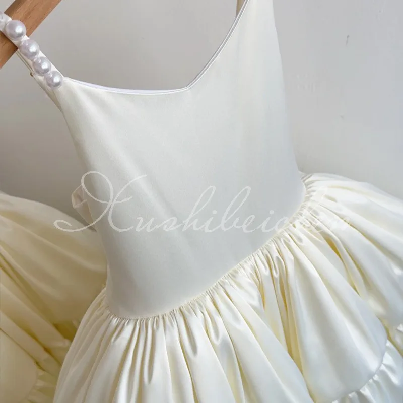 Vestidos de princesa para niña de flores para boda, fiesta de cumpleaños, vestido de baile con cuello en V, desfile de damas de honor junior, vestido de baile formal para niños - imagen 2
