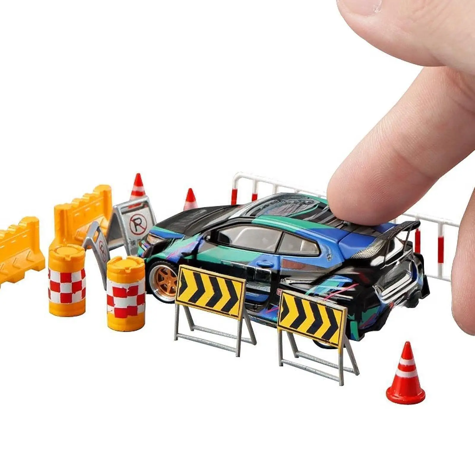 14x 1/64 Road Signs Resin Miniature Construction Traffic Signs Ornament