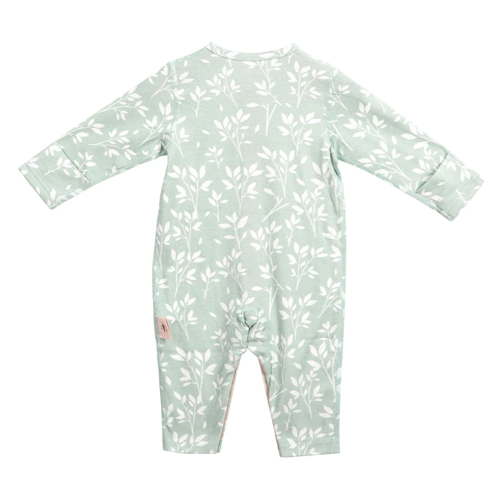 Pelele para bebé de 2 a 9 meses, pijamas para bebé, 100% algodón, suave, alta calidad, mano de obra sin costuras, protección de manos para recién nacido, ropa de dormir con estampado de hierba - imagen 4