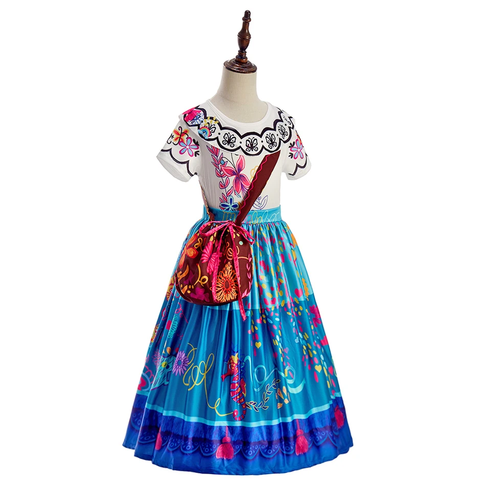 Vestido de niña princesa floral con bolso - imagen 2