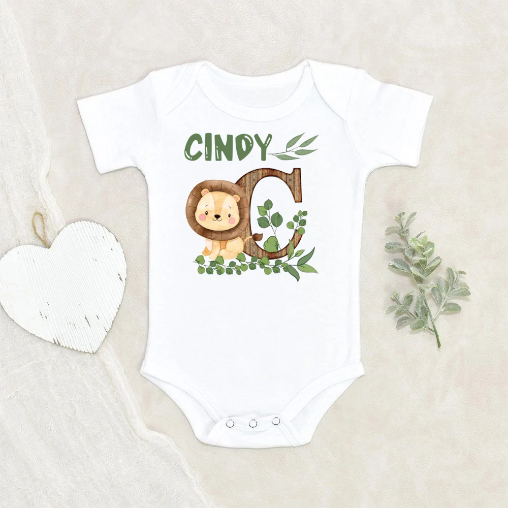 Mono de bebé personalizado con inicial con nombre, mono salvaje para recién nacido, traje con estampado de animales de Safari, pelele para bebé, regalo de ducha infantil - imagen 4