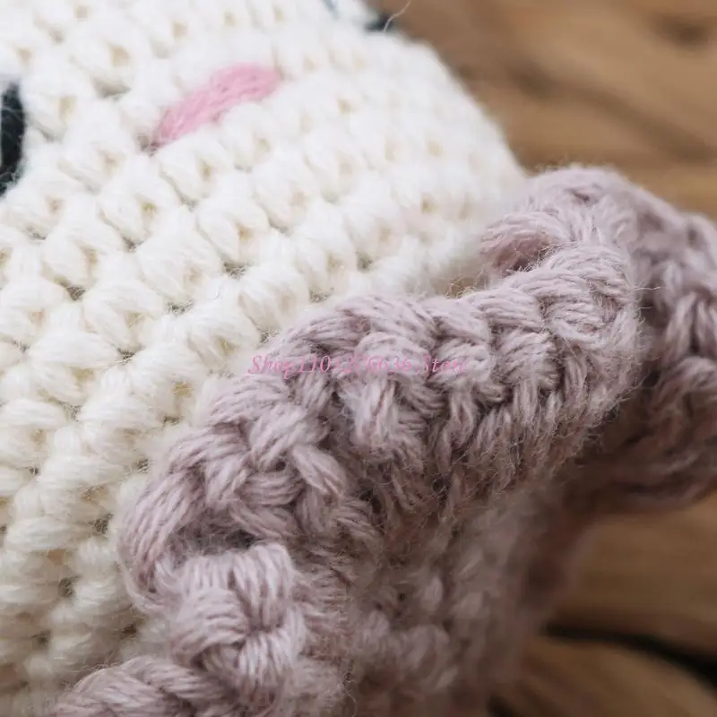 R6FD mordedor conejo tejido a mano, Clip para chupete, DIY, juguete mordedor para aliviar dentición infantil, regalo - imagen 5