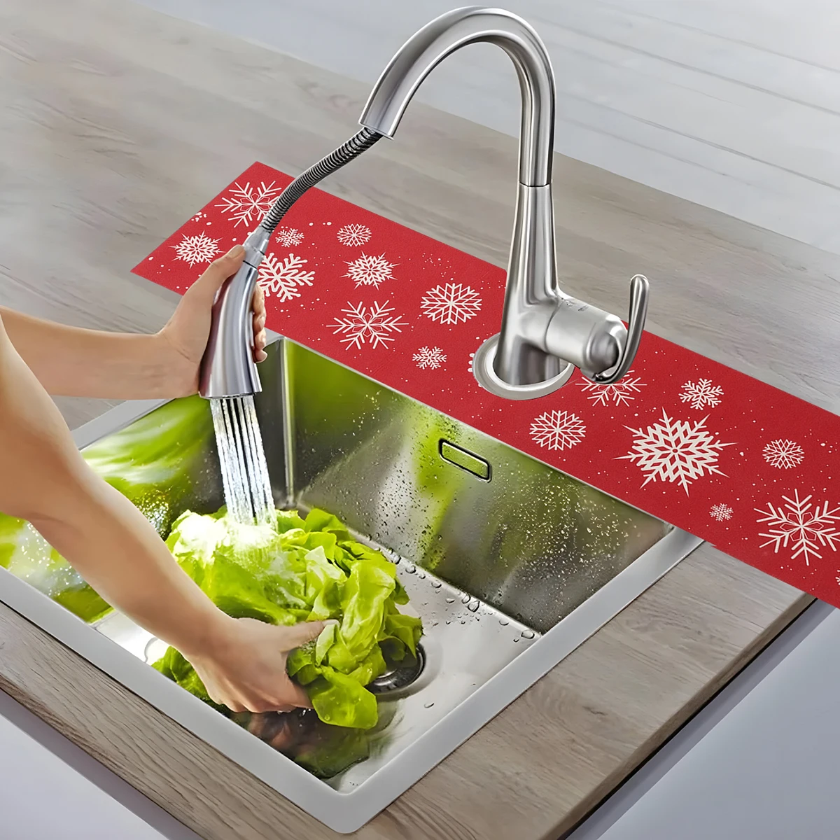 Almohadilla de drenaje para grifo de fregadero de Navidad, adornos navideños para el hogar, alfombrilla contra salpicaduras para fregadero de cocina, regalos de Año Nuevo 2026 - imagen 4