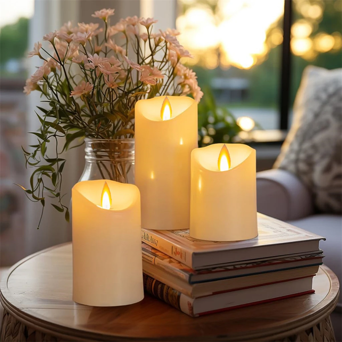 Velas LED sin llama parpadeantes con mando a distancia para decoración