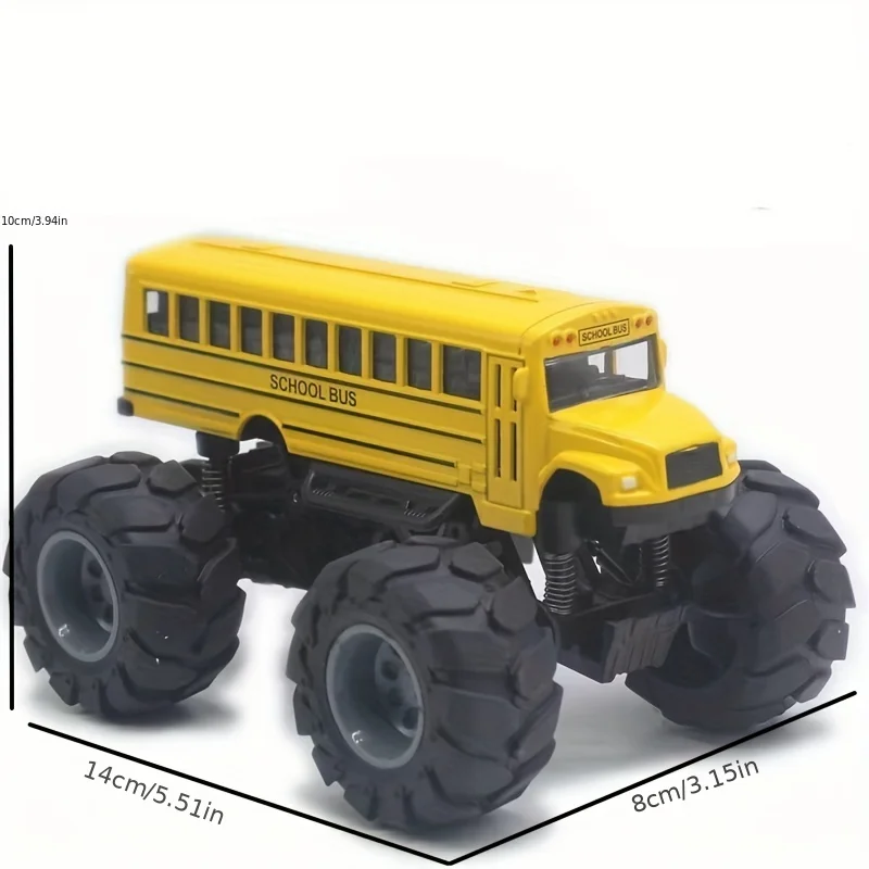 Monster School Bus Die Cast Metal Model Pullback Action Toy, Monster Truck Alloy Big Wheels Play Vehicle Car Gifts for Boys Girls - imagen 3
