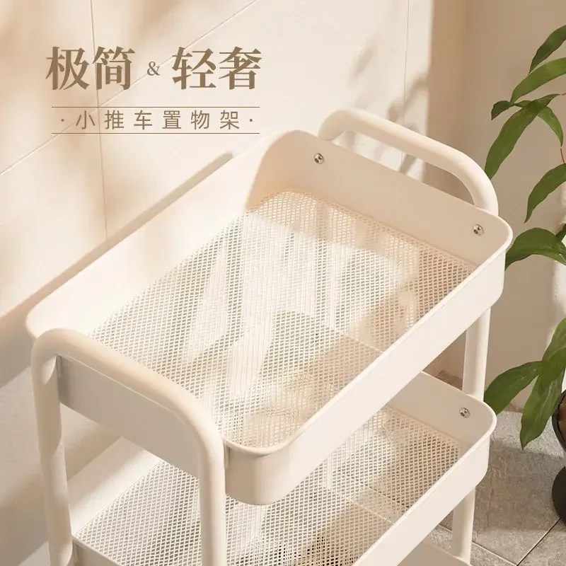 Carro pequeño, estante de almacenamiento de piso a piso, cocina de varios niveles, baño, estante de almacenamiento con ruedas móvil, carrito de aperitivos para bebé - imagen 2