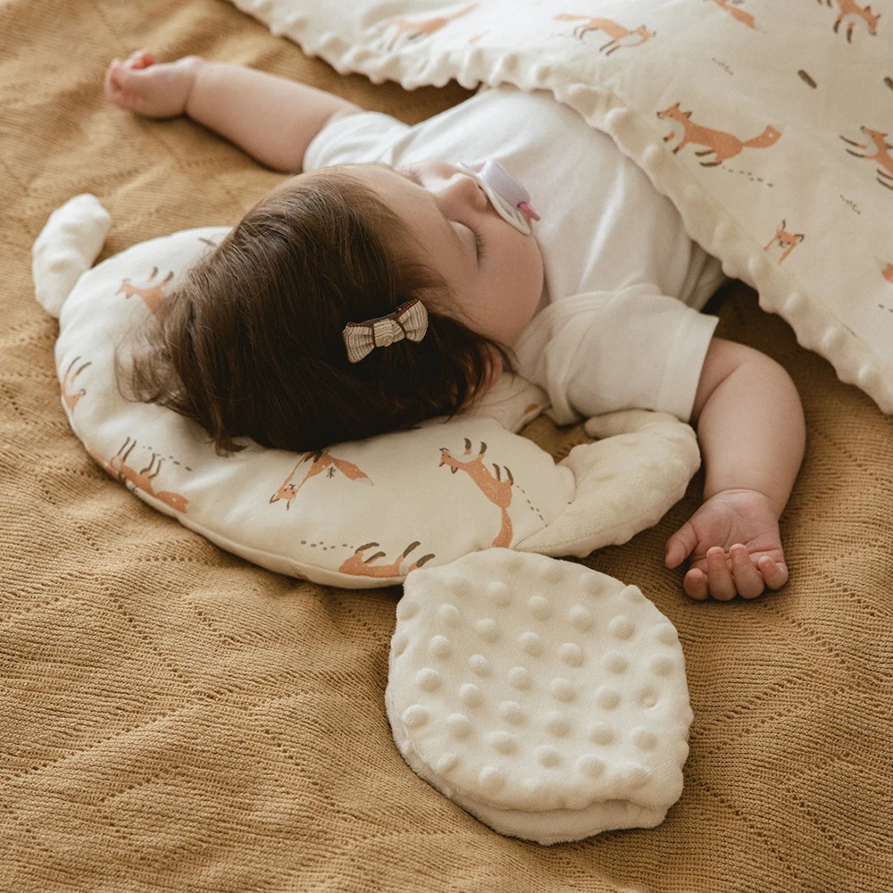Almohada táctil sensorial para bebé – Elefante y zorro suaves - imagen 2