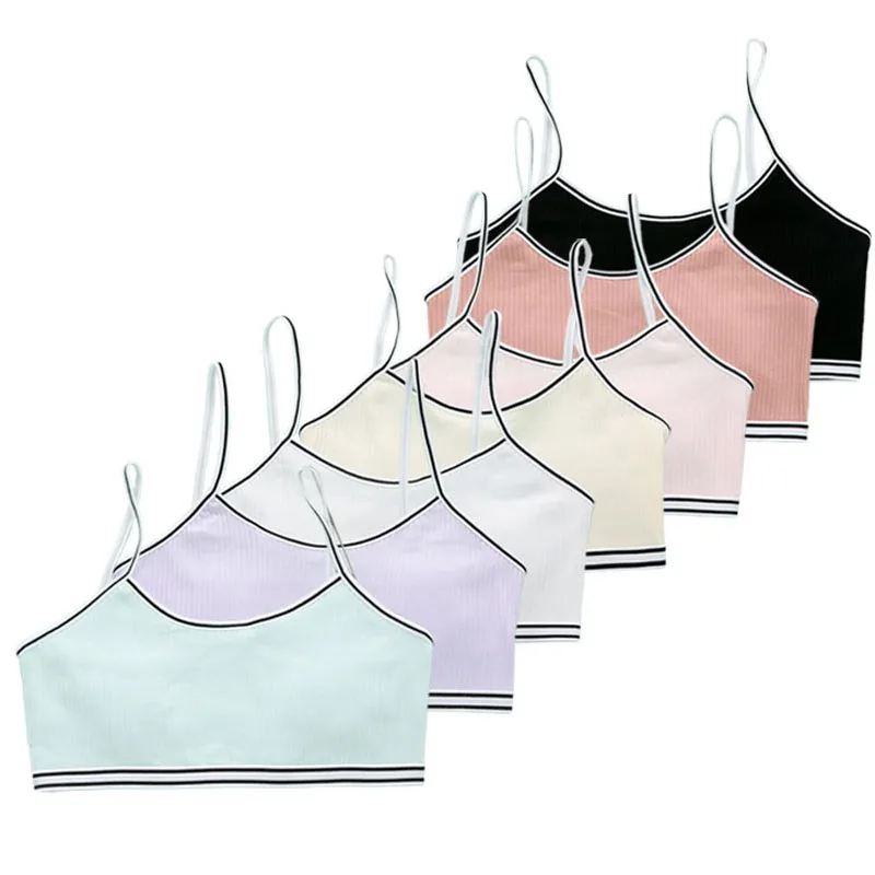 4 Piezas/Lote Cuidado del pecho de los niños sujetador sin hilos de las muchachas 8-16 años Hipster algodón adolescentes muchacha ropa interior de los niños chaleco de los deportes