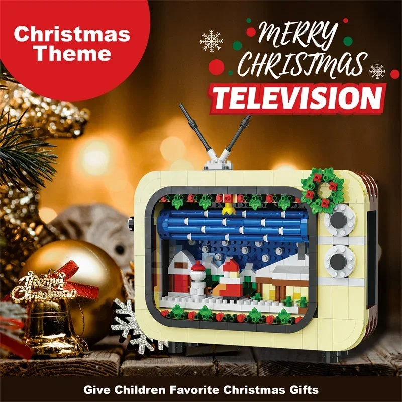 Microbloques de construcción escena nevada Navidad para niños - imagen 5
