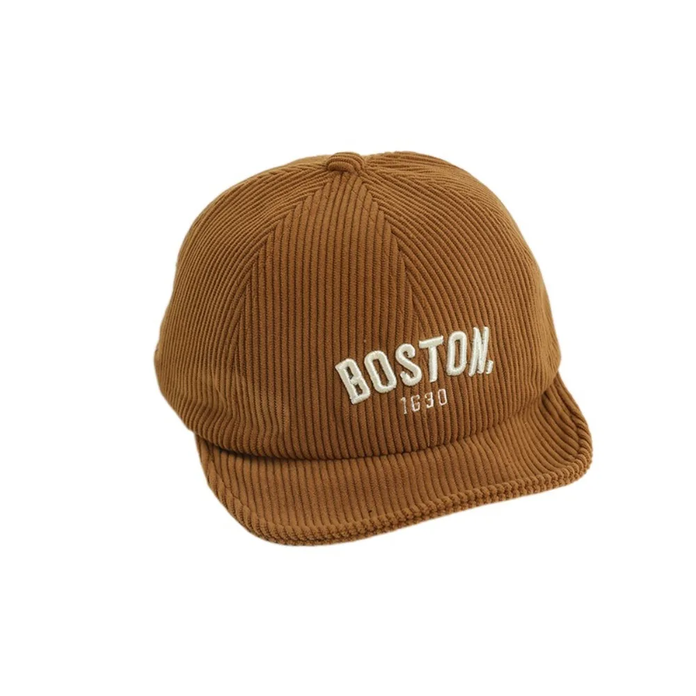 Gorra de pana con diseño bordado para niños, gorra de pico de pato transpirable de Color sólido para bebé, gorra de béisbol ligera ajustable