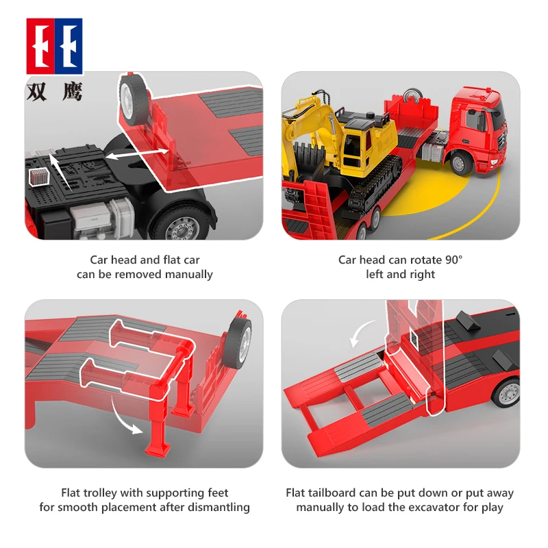 Camión doble E Rc, remolque grande E663/664, coches, camiones, excavadora de Control remoto, juego de remolque, camión, coche de juguete, regalo para niños - imagen 5