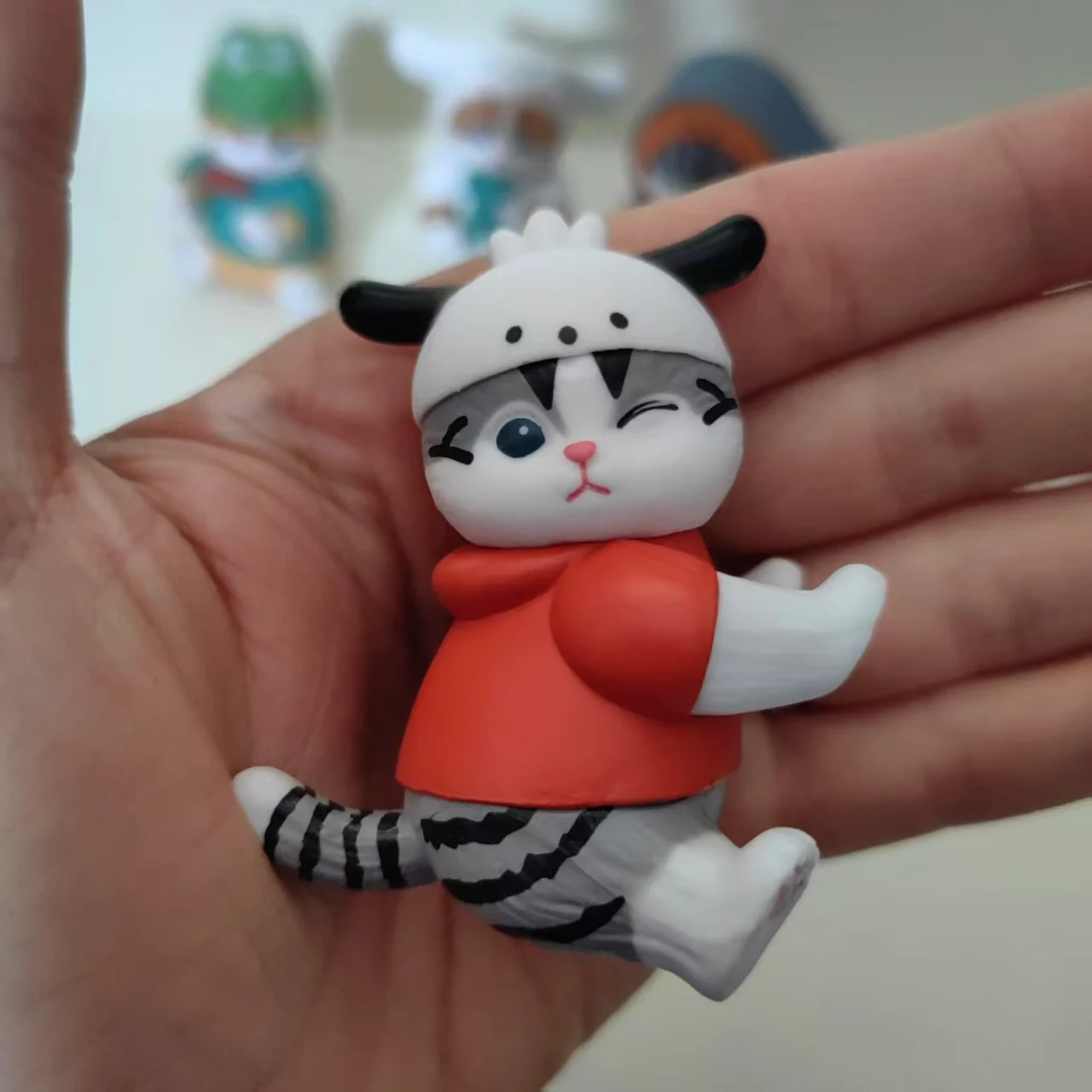 Figura de acción genuina Snack Cat Gacha con bolsa de embalaje de alimentos y dulces modelo de gato caminante - imagen 2