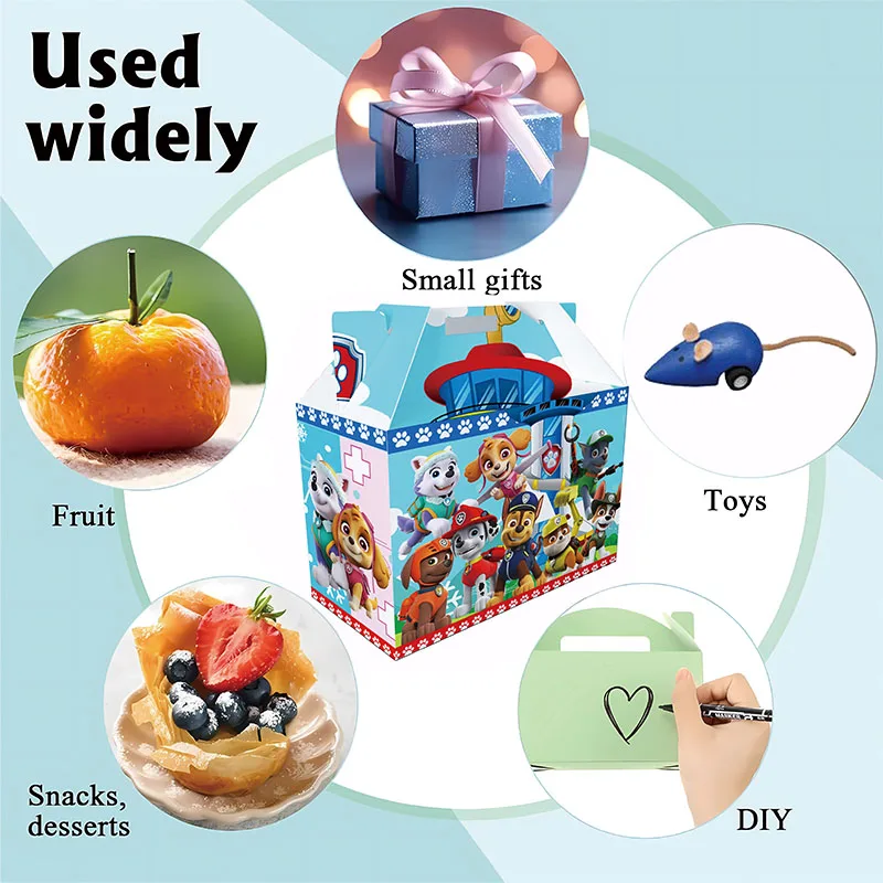 Caja de papel de la patrulla canina, 10 Uds., suministros para fiestas y eventos, cajas para pasteles y embalaje, caja de regalo para baby shower, embalaje, suministros para fiestas infantiles - imagen 4