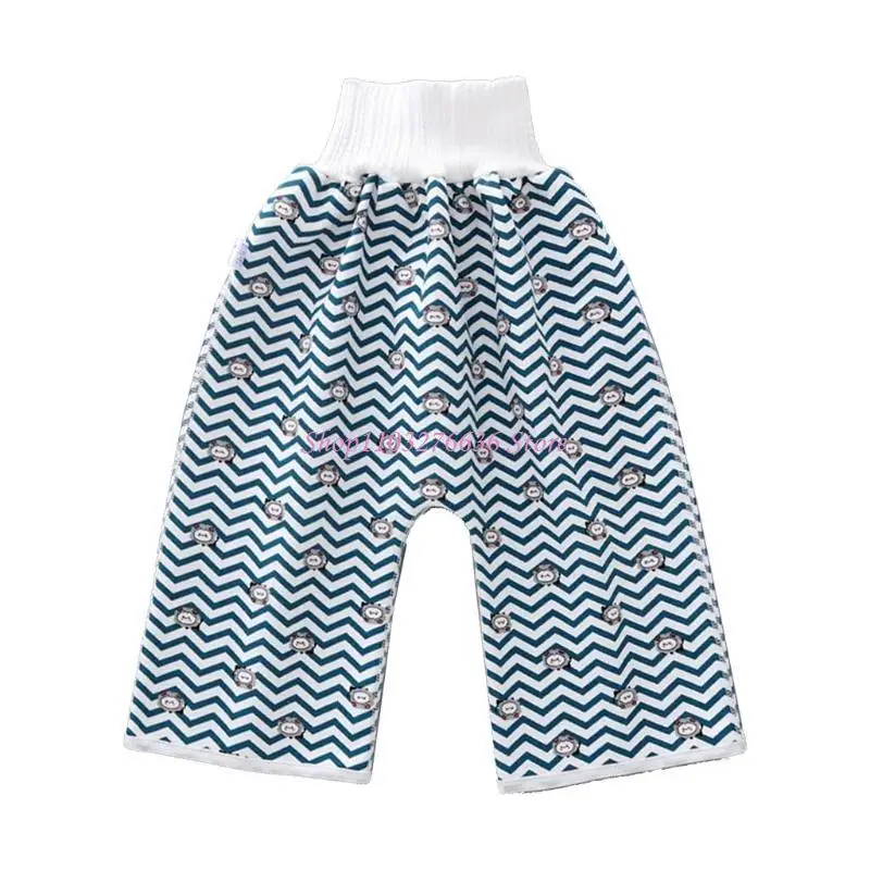 R6FD cómodos pantalones cortos falda pañal para niños 2 en 1, pantalones algodón lavables antimojar cama, pantalones - imagen 5
