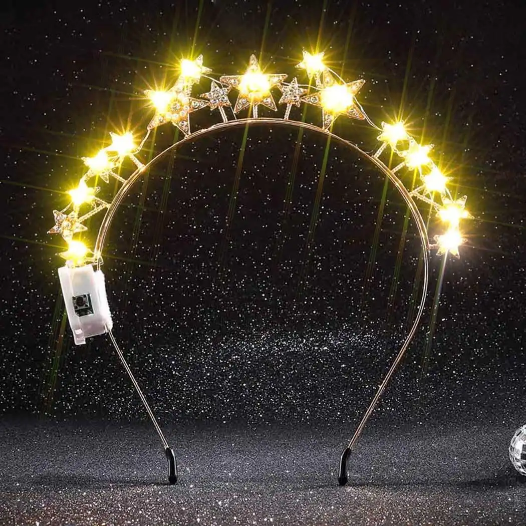 Tiara de halo con estrellas y perlas