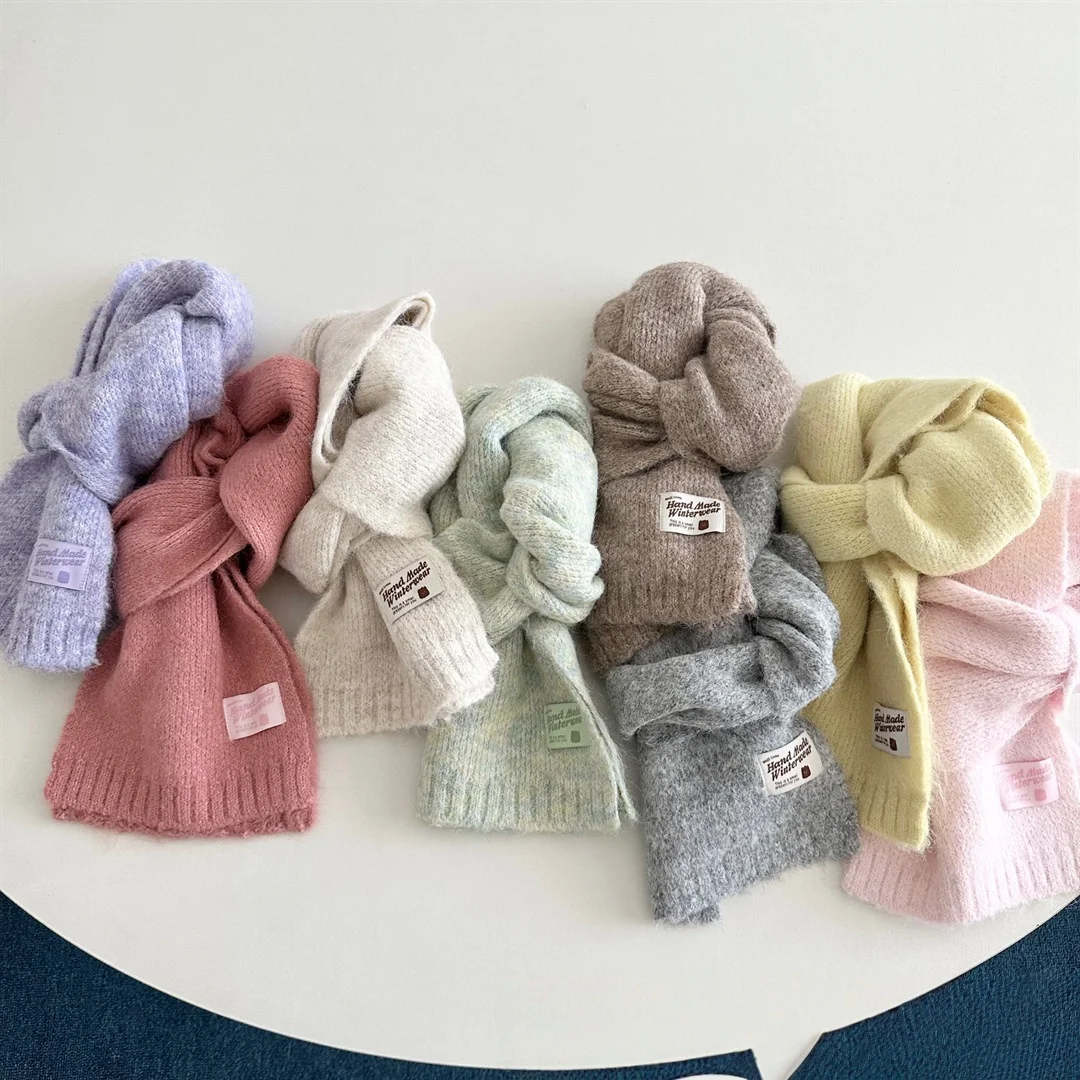 Bufanda de lana tejida de invierno para bebés, niñas y niños, estilo coreano, calentador de cuello cálido a prueba de viento - imagen 5