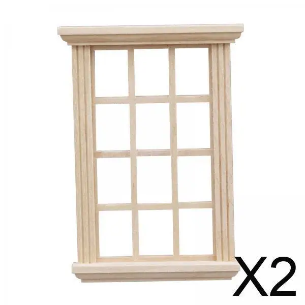 Ventanas de casa de muñecas de madera a escala 1/12, marco de ventana en miniatura hecho a mano, accesorio de decoración de muebles para casa de muñecas