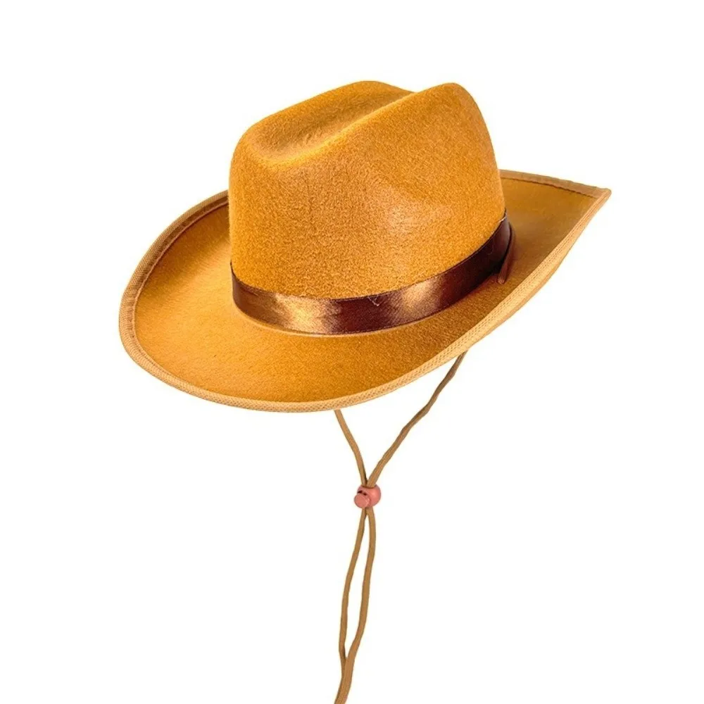 Sombrero vaquero infantil de ala ancha transpirable con cordón