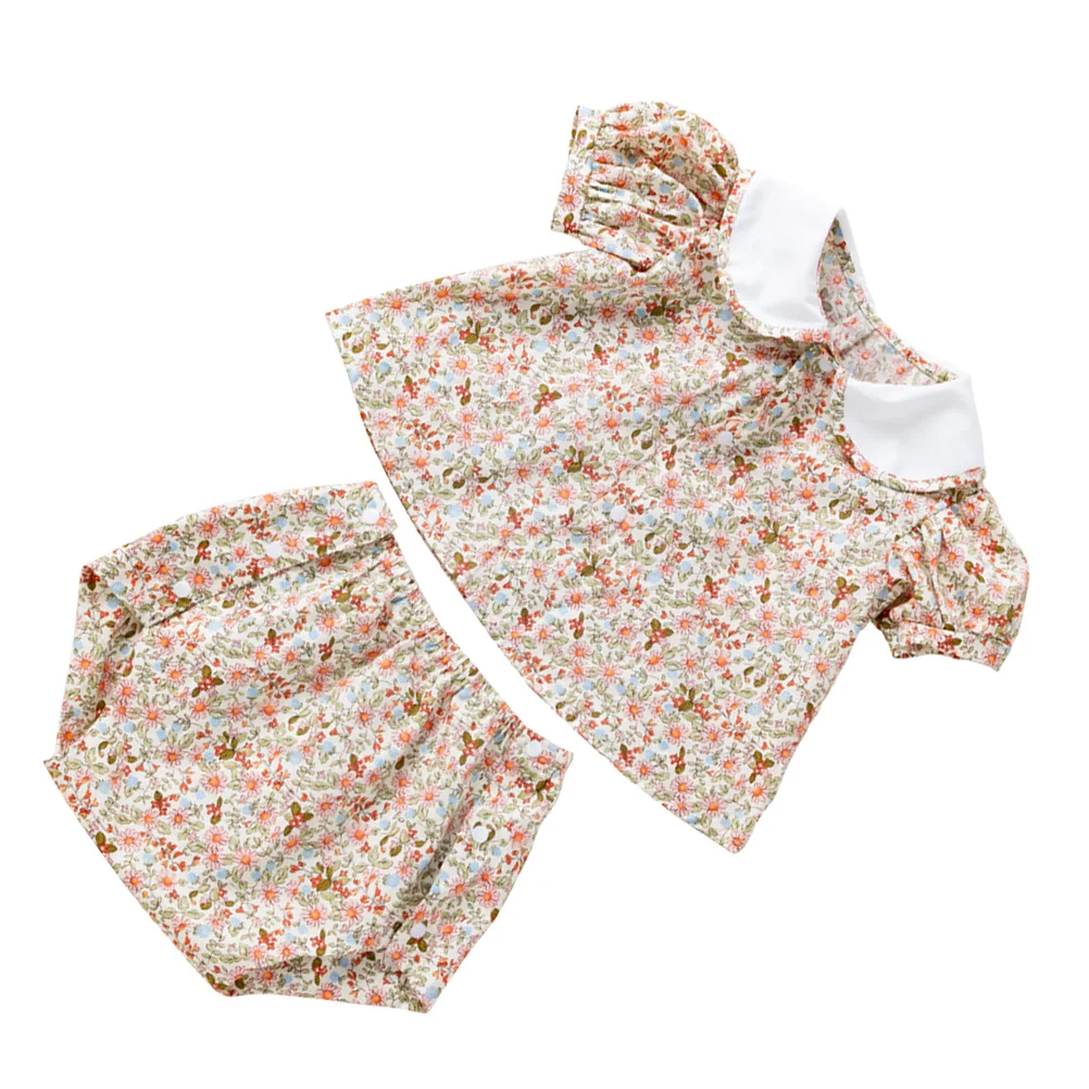 1 Juego de 1 conjunto de camisa de manga corta, pantalones cortos, conjunto para niñas pequeñas, ropa de algodón para primavera y verano para bebés, conjuntos de ropa para jugar - imagen 3