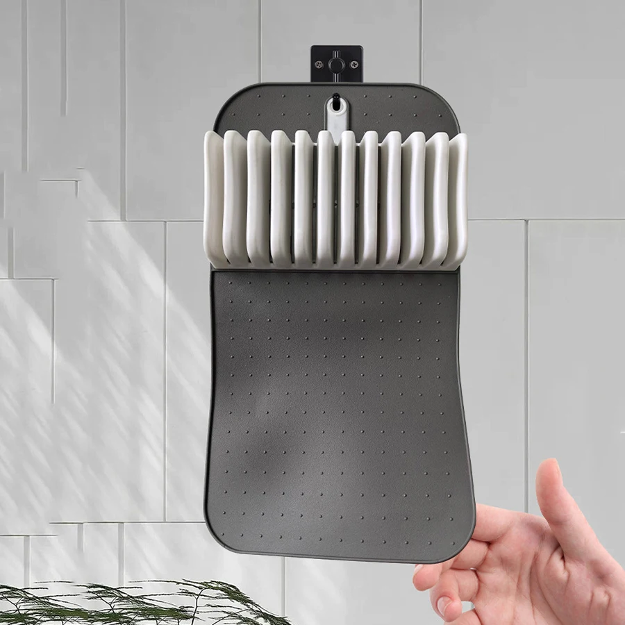 Tapete para cuchillos grande, cajón antideslizante, organizador de cuchillos, 5 ranuras y 11 ranuras, soporte para cuchillos, organización de cocina para el hogar - imagen 4