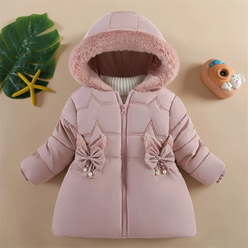 Parka de felpa con capucha para bebé – Cálida para otoño e invierno - imagen 2